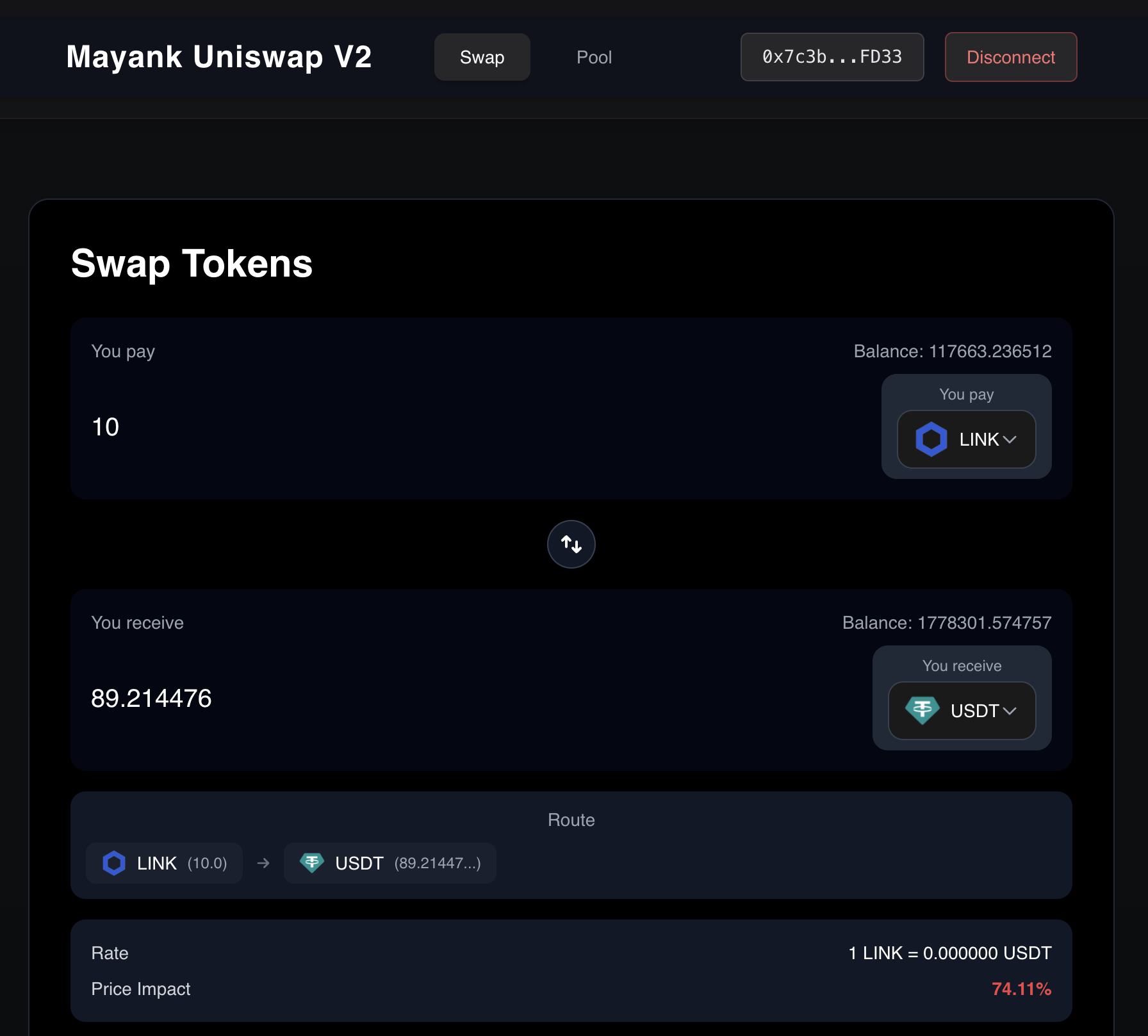 Uniswap V2 Token Swap UI